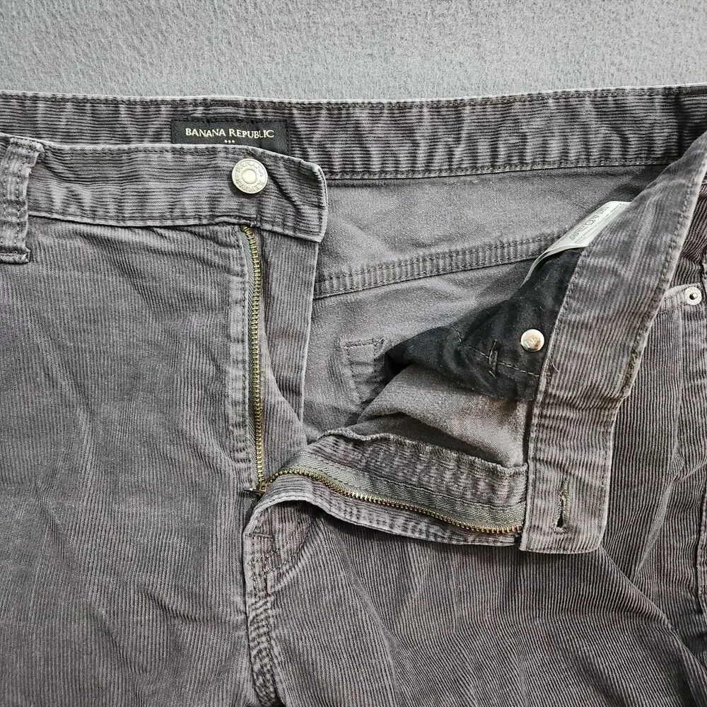 Banana Republic Corduroy Pants Men 38X30 (39X28) Forged Iron Gray Slim Fit